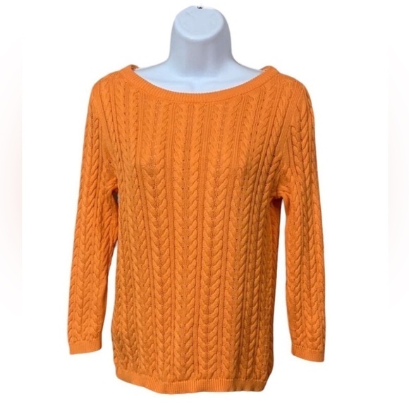 Lord & Taylor Cable Knit Crew Neck Long Sleeve Sweater. Orange Size XL #1145 - Picture 2 of 7